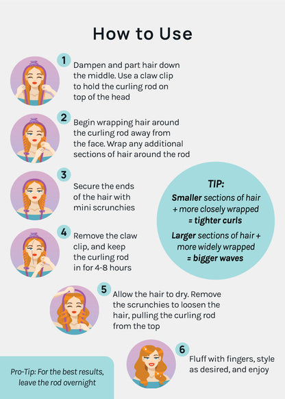 AOA Heat-free Satin Hair Curling Rod - Brown