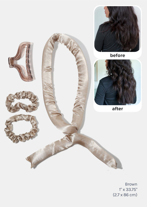 AOA Heat-free Satin Hair Curling Rod - Brown