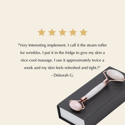 EpiLynx - Genuine Rose Quartz Roller - Massage for Skin Tightening and Firming
